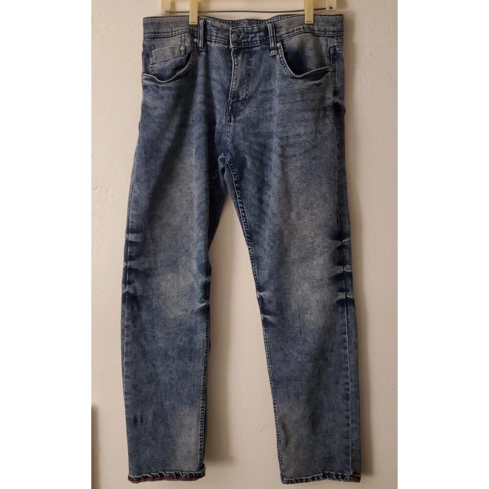 Projek Raw Acid Wash Slim Fit Straight Leg Denim Jeans Size 32 Dark Selvedge